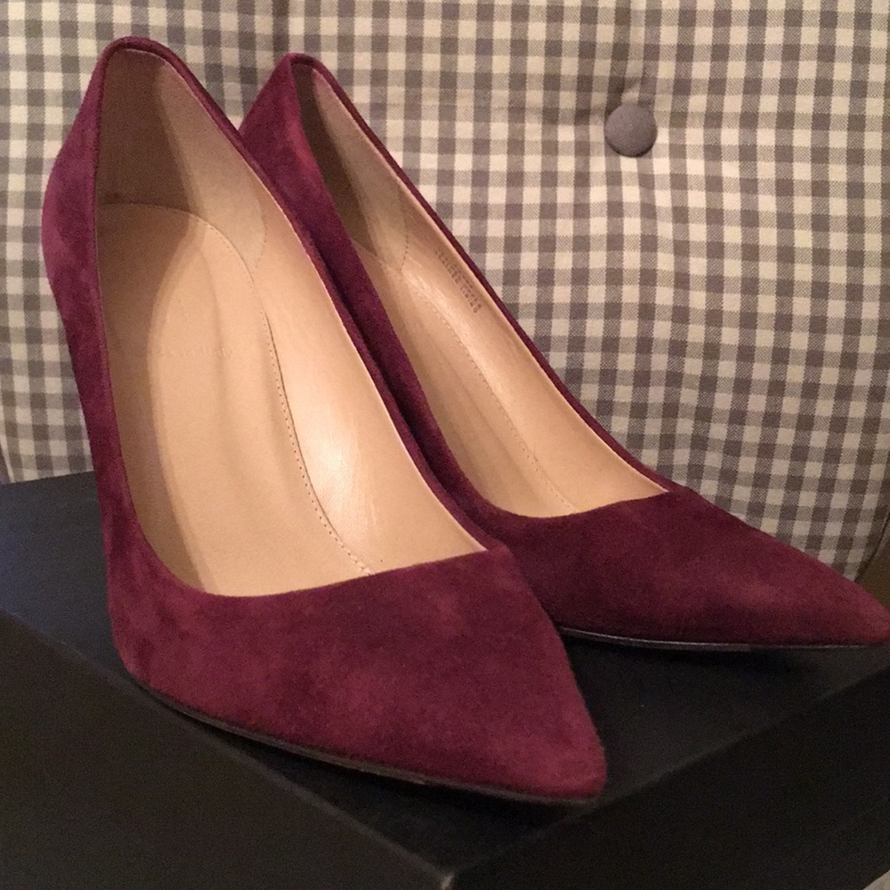 J. Crew Elsie Suede Pumps in Cabernet